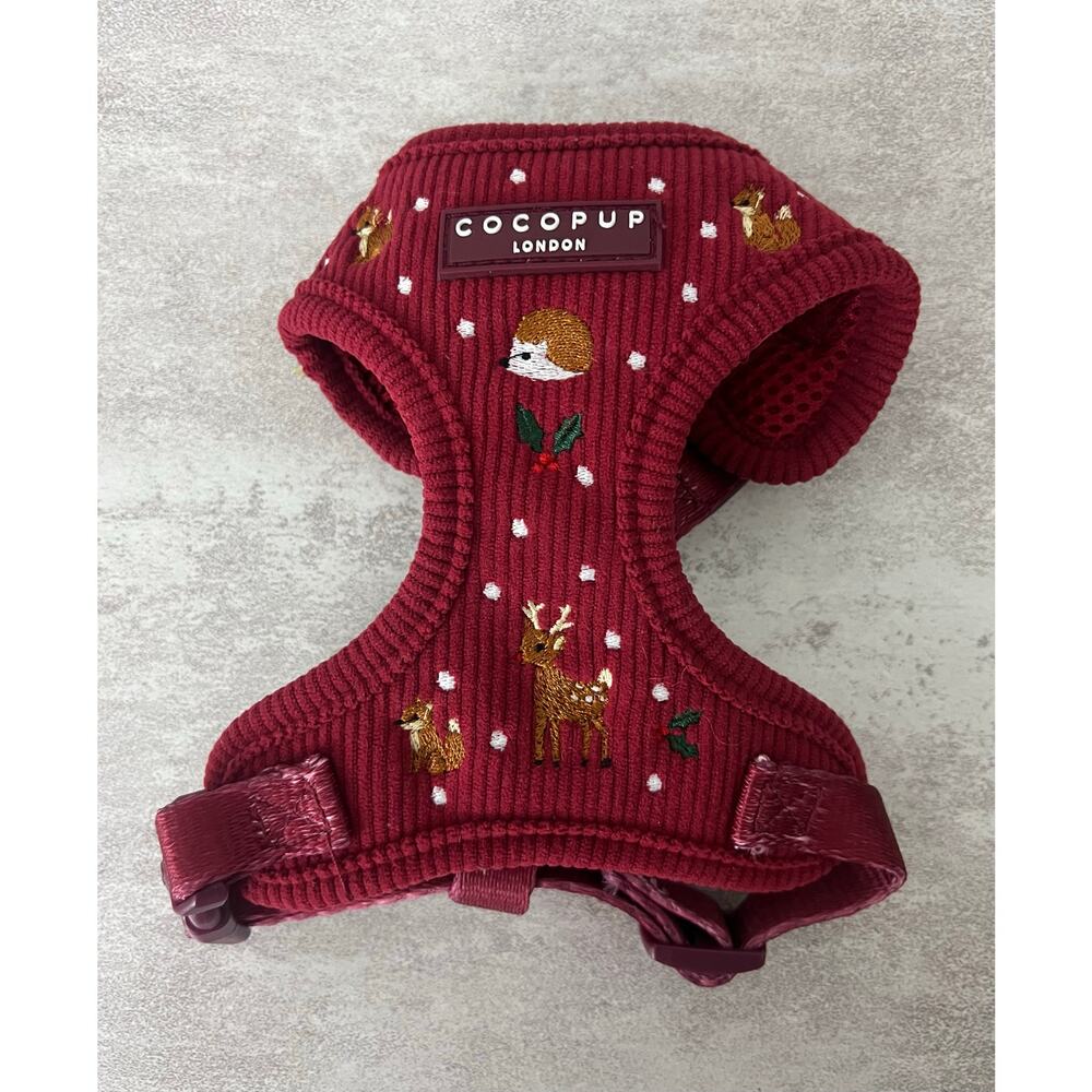 Cocopup London Holly Jolly Trails Corduroy Adjustable Harness XXS DISCONTINUED
